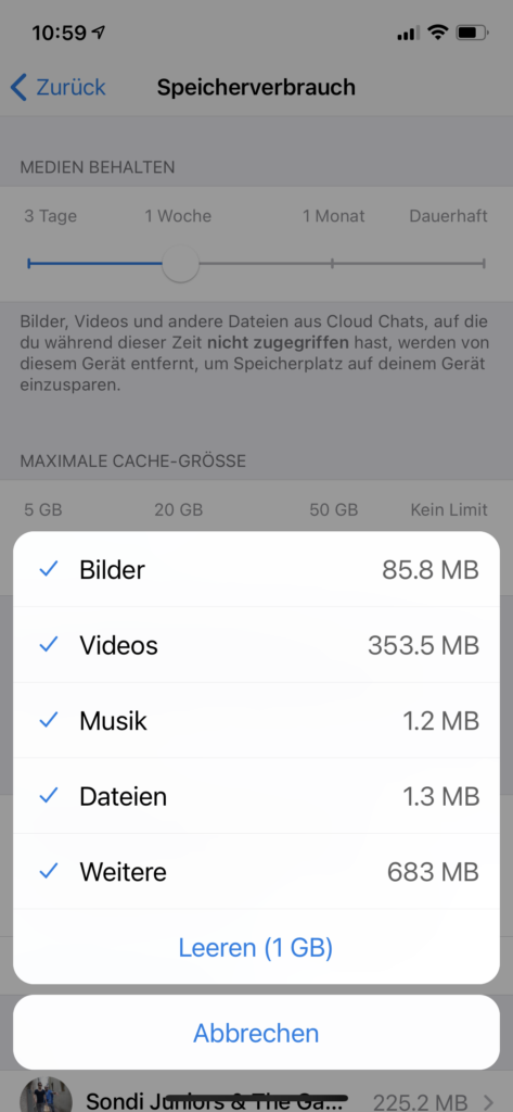 Telegram Cache löschen