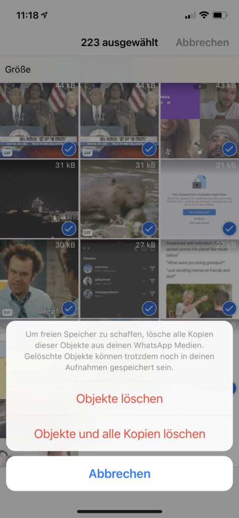 WhatsApp Anhänge löschen