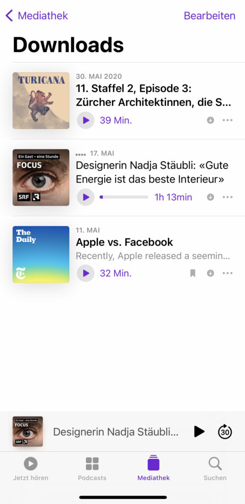 Podcasts Downloads entfernen