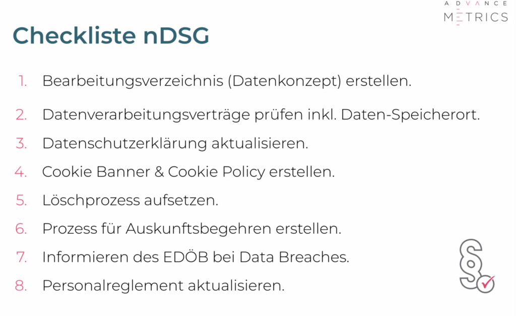 Checkliste nDSGO von Advance Metrics