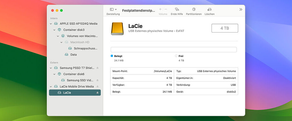 Externe Festplatte für den Mac formatieren