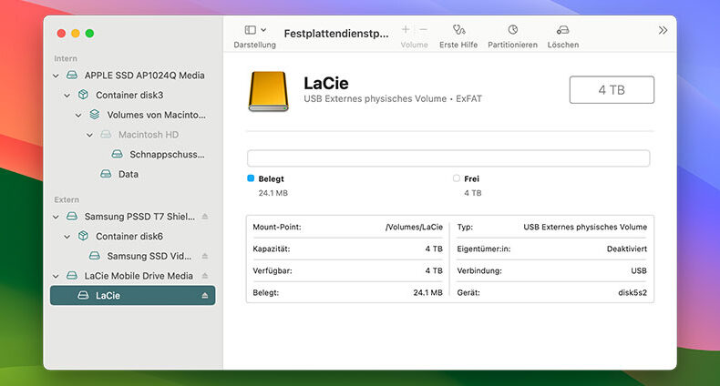 Externe Festplatte für den Mac formatieren