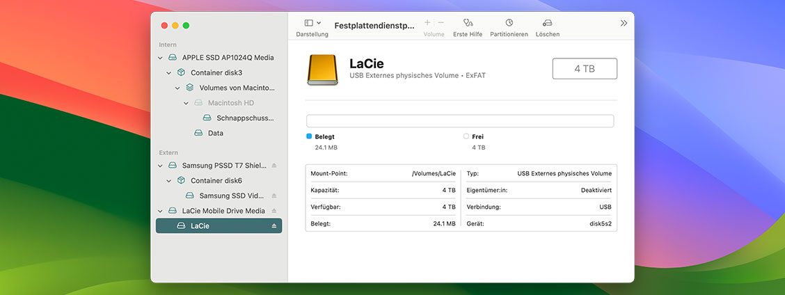 Externe Festplatte für den Mac formatieren